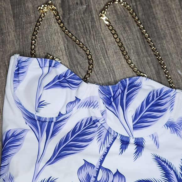 Shein Tropical Underwire Chain Strap Swimsuit - Size Small - Picture 12 of 15